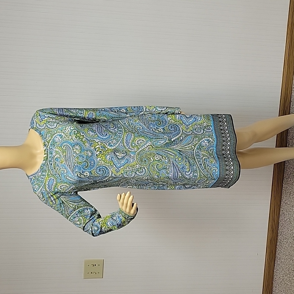 Michael Michael Kors paisley long sleeve dress women's med. blue green